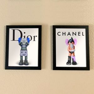 Kaws Dior and Chanel Wall Art